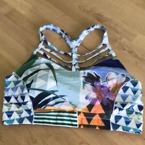 Prana Riesling Floral print Yoga Sports Bra size Large